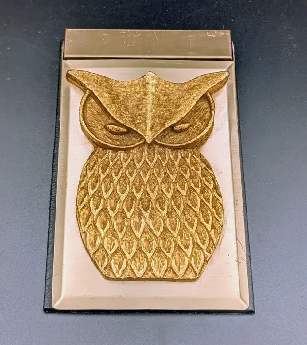 Vintage Owl Desk Paper Holder — Retro Brass000000000000000000000
